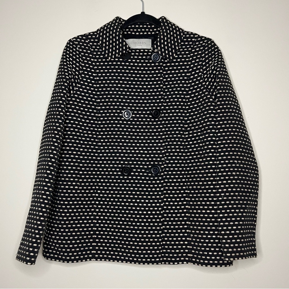 HOBBS LONDON Sidra Textured Metallic Preppy Classic Winter Peacoat Jacket